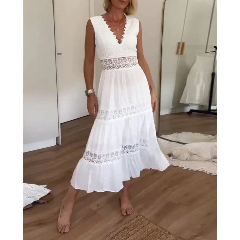 Ninfea | Ärmelloses Midikleid im Boho-Stil mit Spitzendetails - Image 10