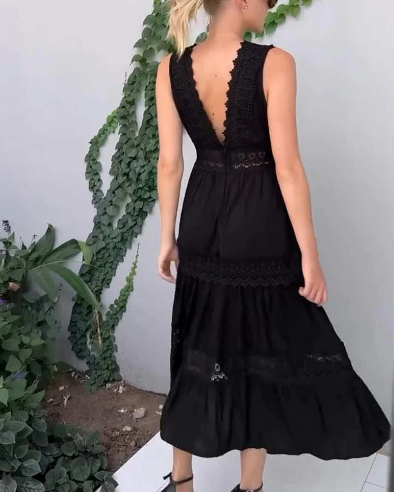 Ninfea | Ärmelloses Midikleid im Boho-Stil mit Spitzendetails - Image 7