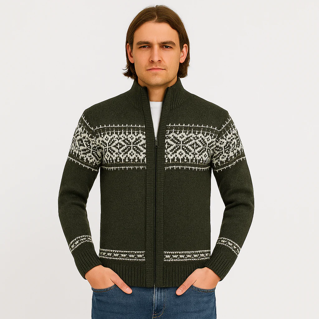 Noah | Warmer Herrenpullover mit Schneeflocken-Print und Reißverschluss - Image 3