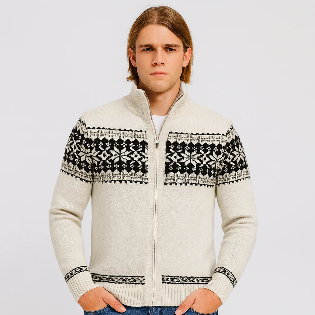 Noah | Warmer Herrenpullover mit Schneeflocken-Print und Reißverschluss - Image 4