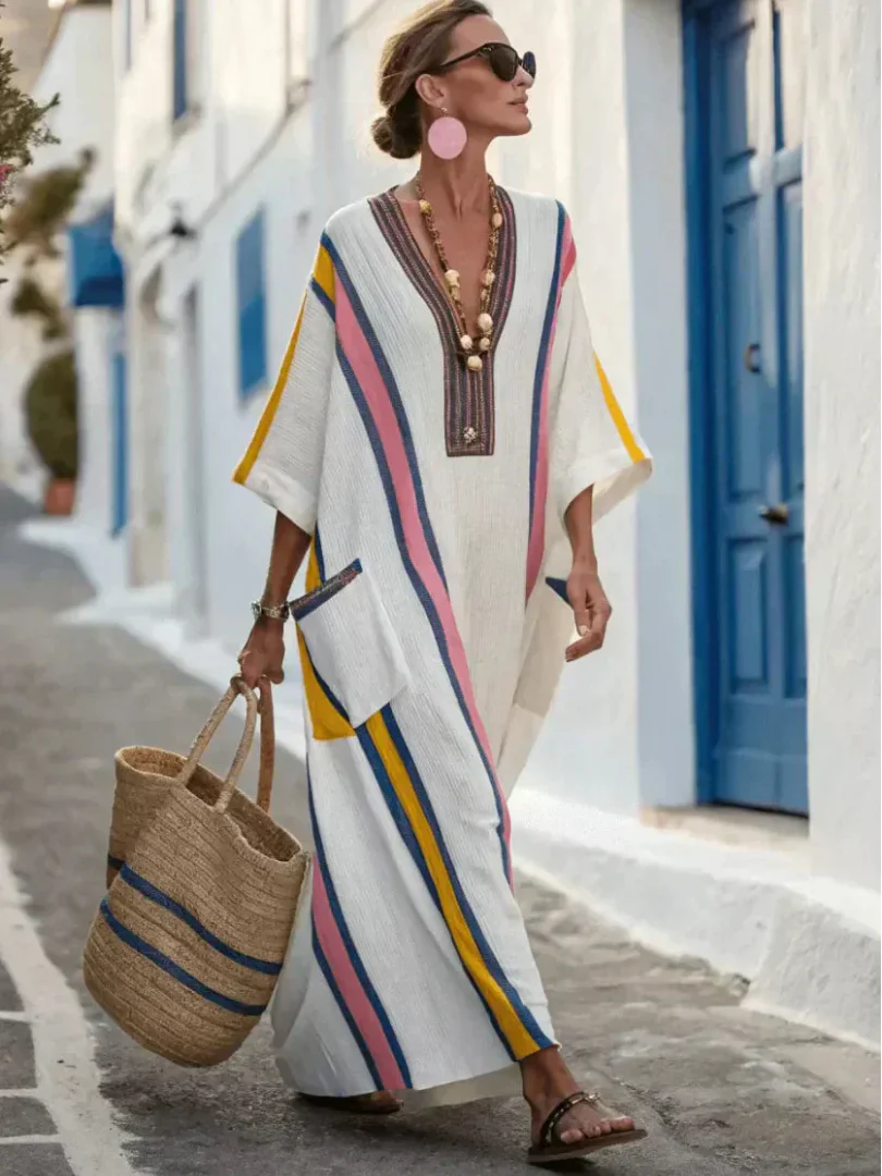 Noemi | Damen Maxikleid V-Ausschnitt Taschen Komfort - Image 6