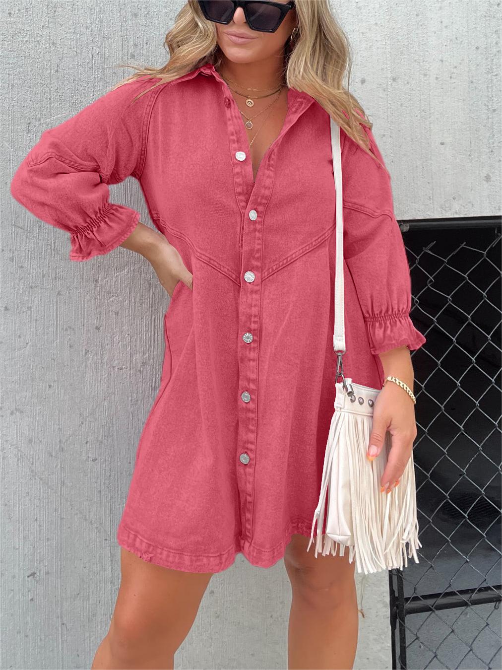 Nola | Stilvolles Denim-Midi-Kleid mit Umlegekragen - Image 9