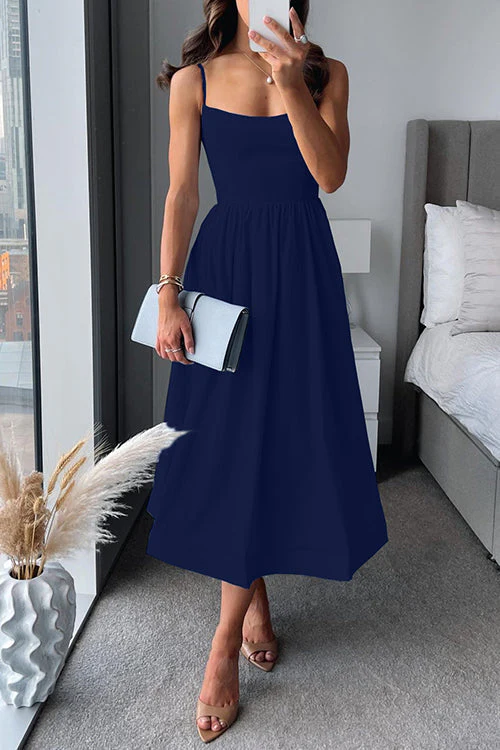 Nora – Ärmelloses Damen-Midikleid mit Spaghettiträgern - Image 2