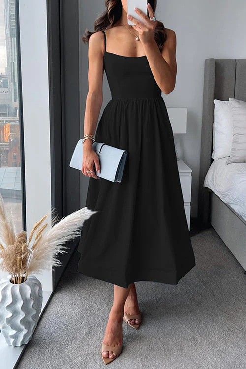 Nora – Ärmelloses Damen-Midikleid mit Spaghettiträgern - Image 3