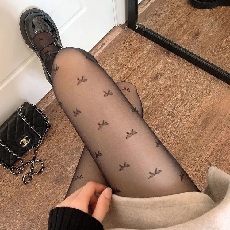 Oberschenkelhohe-Strumpfhose für Damen | Mit Gemustertem Design - Image 7