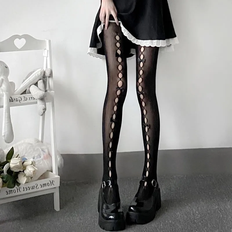 Oberschenkelhohe Strumpfhose für Damen | Mit Schleifendetails - Image 2