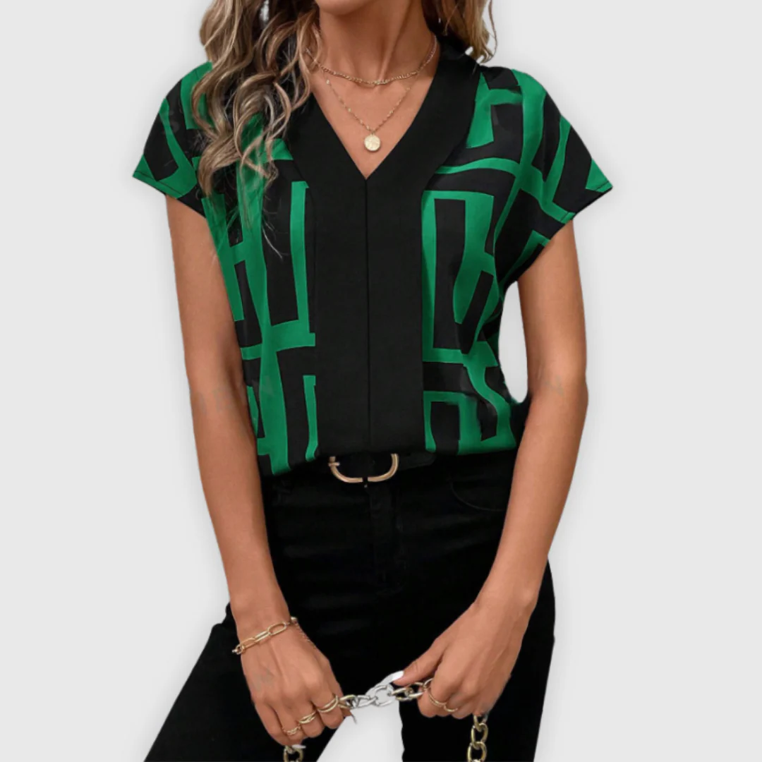 Oda - Elegante Damen Bluse V-Ausschnitt Business - Image 3