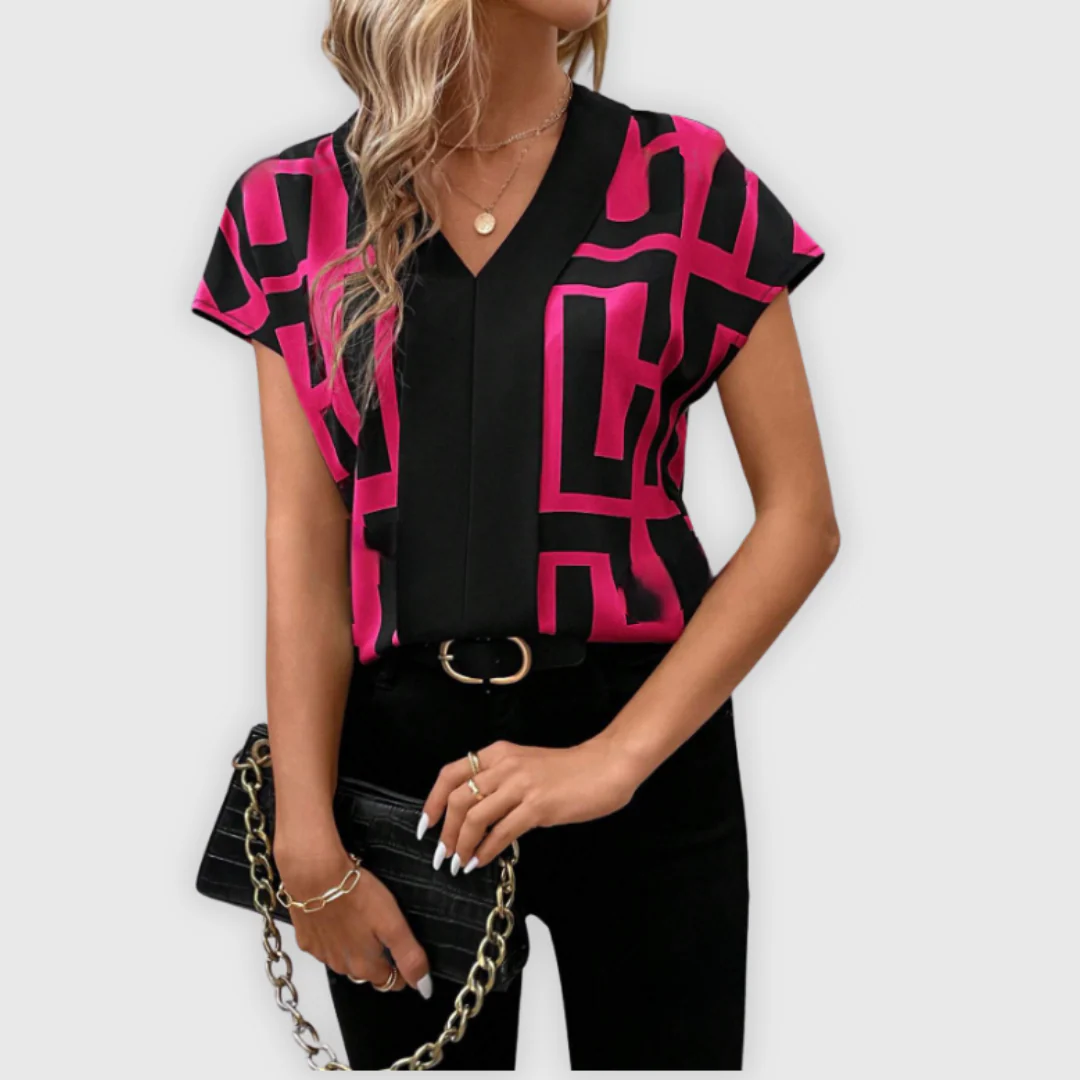 Oda - Elegante Damen Bluse V-Ausschnitt Business - Image 4