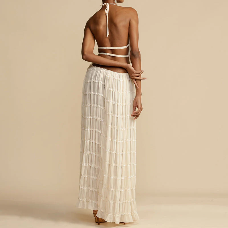 Odalys™ | Boho gerafftes Halter Rückenausschnitt Maxi Set - Image 5