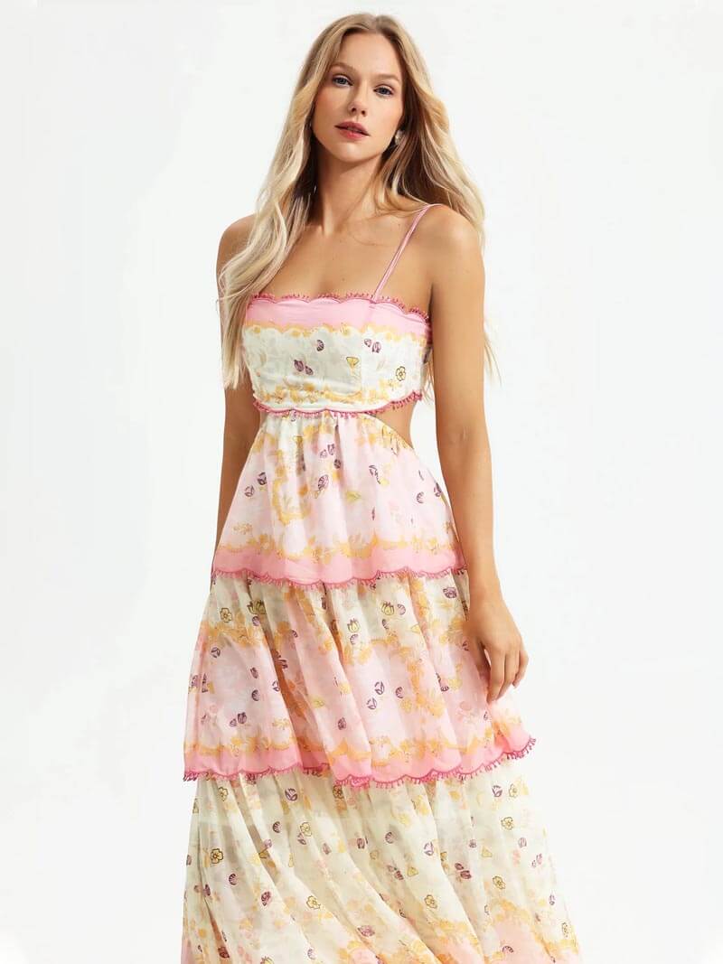 Odetta | Romantisches Blumen Maxikleid mit Zurück Spitzen-Details - Image 7