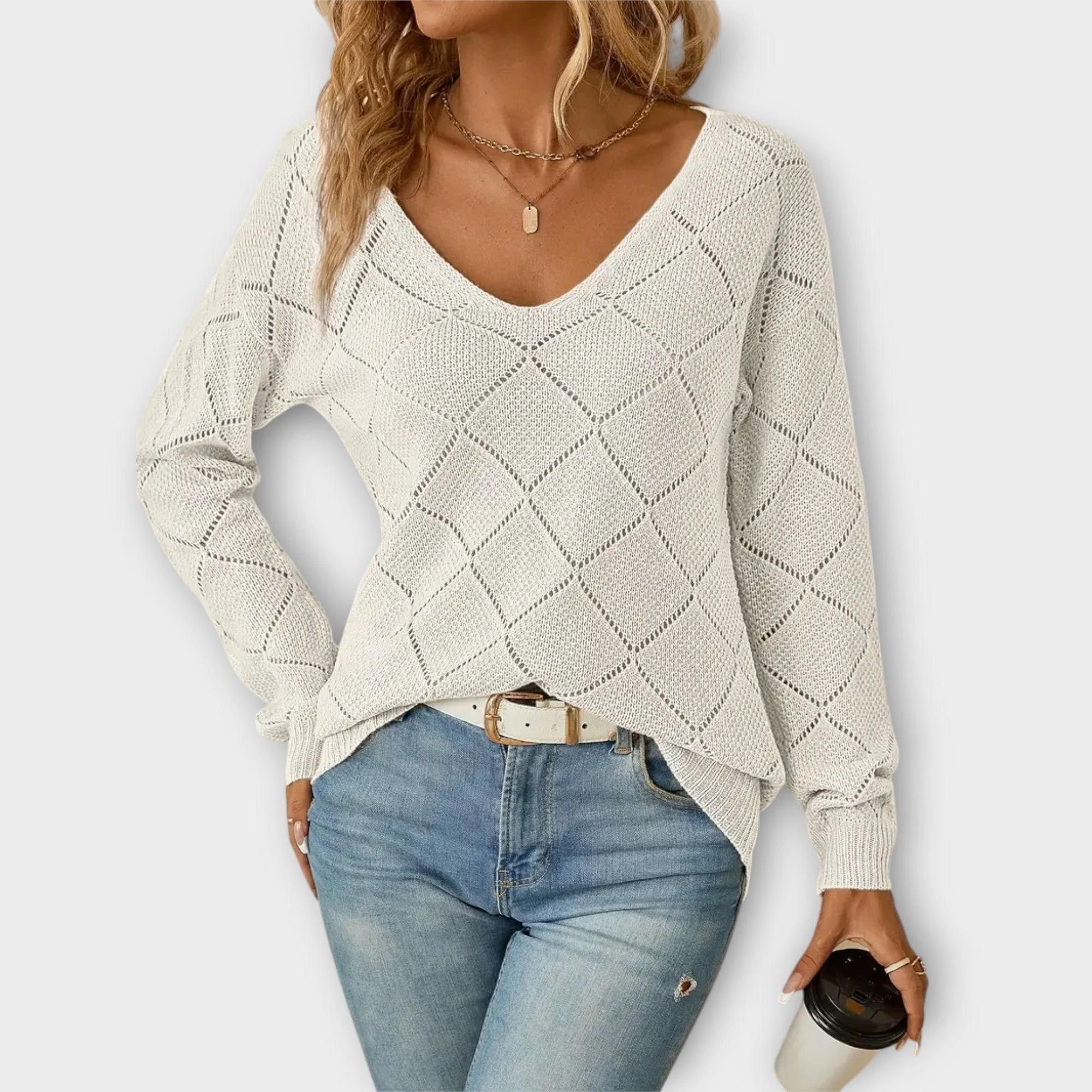 Off-Shoulder-Pullover mit V-Ausschnitt – müheloser Chic für jeden Anlass - Image 5