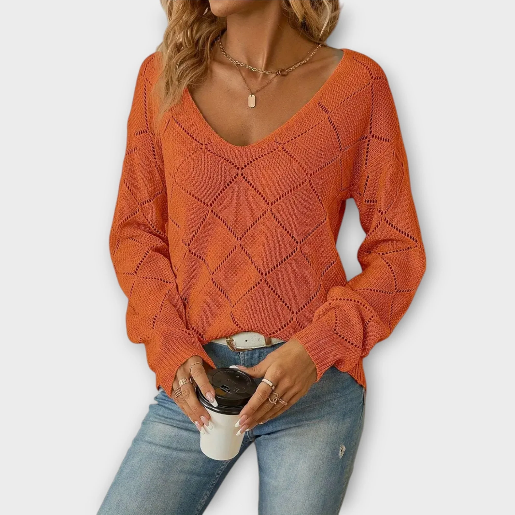 Off-Shoulder-Pullover mit V-Ausschnitt – müheloser Chic für jeden Anlass - Image 7
