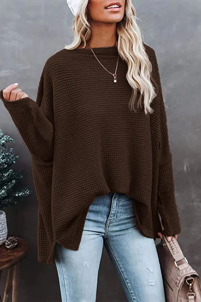 Off-Shoulder Waffelstrick-Pullover für Damen - Image 2