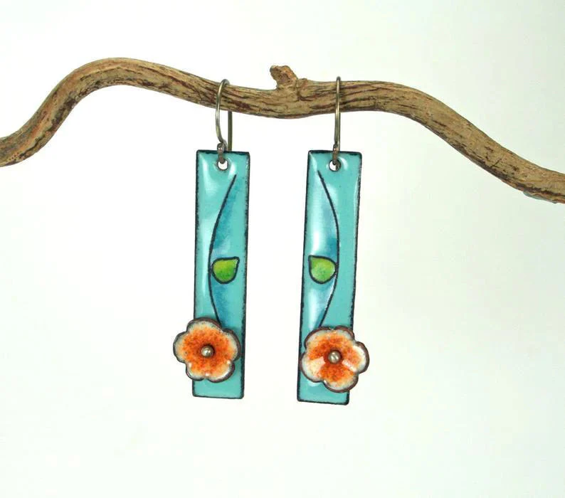 Ohrringe aus Blumenemail - Image 2