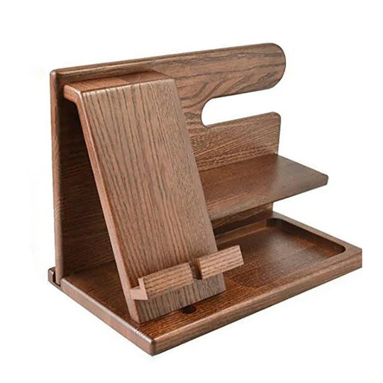 Oliver DeskMate Dock – Ladestation und Schreibtischorganizer aus Holz für Telefone und Zubehör - Image 3