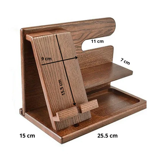 Oliver DeskMate Dock – Ladestation und Schreibtischorganizer aus Holz für Telefone und Zubehör - Image 4
