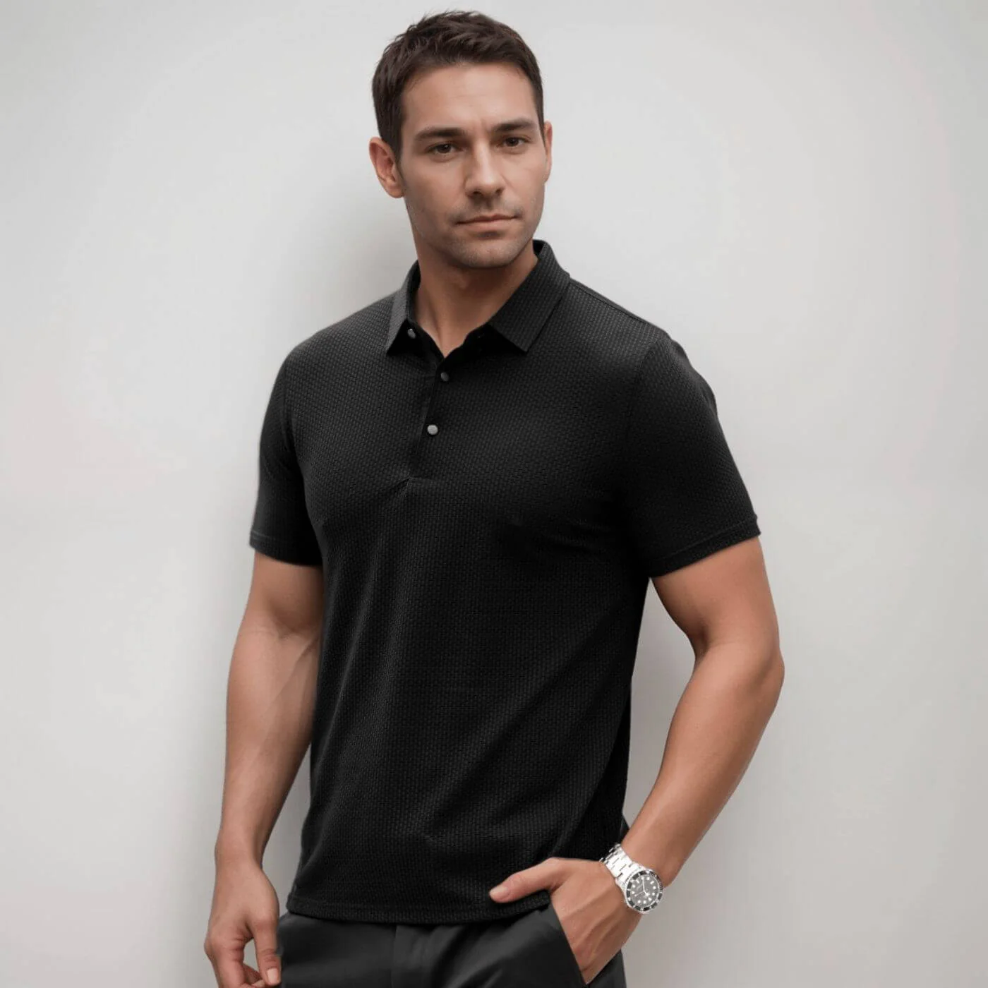 Oliver – Herren Struktur Strickpolo Mit Knopfleiste - Image 3
