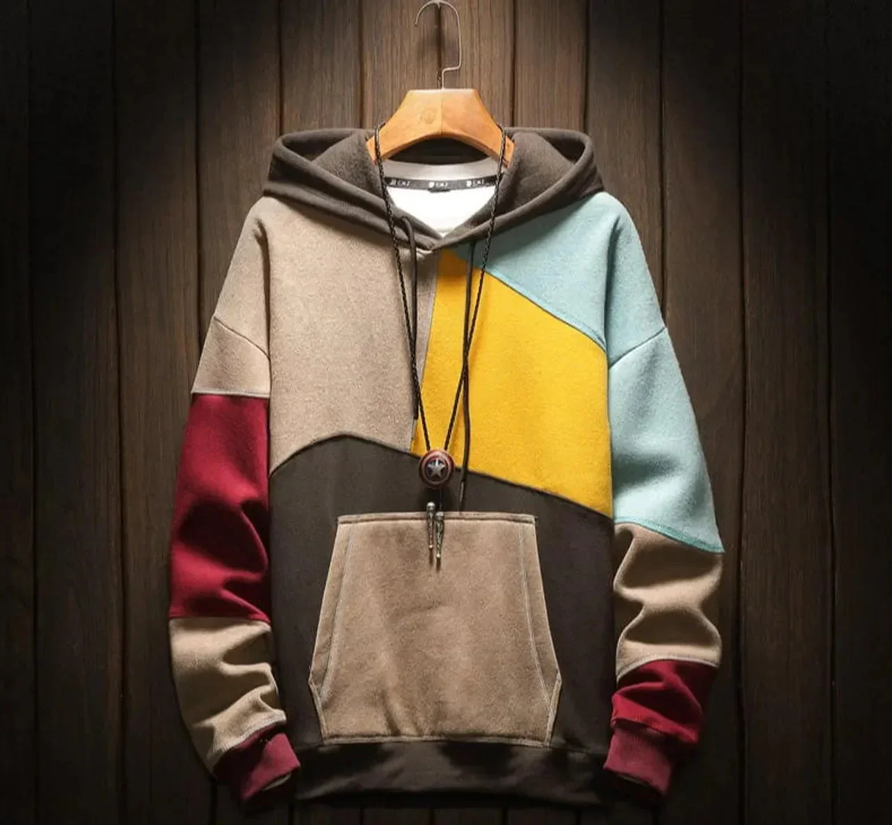 Oliver – Moderner Patchwork Herren Hoodie mit Kapuze - Image 2
