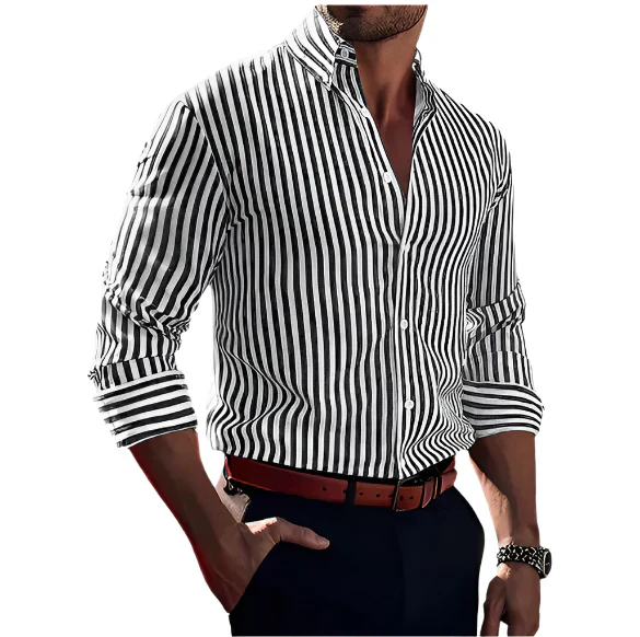 Oliver – Modernes Gestreiftes Herren Langarmhemd - Image 4