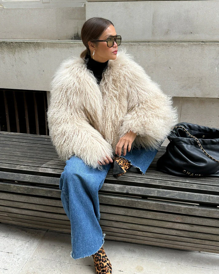 Olivia | Damen Kunstpelzmantel Langarm Mit Statement Kragen - Image 6