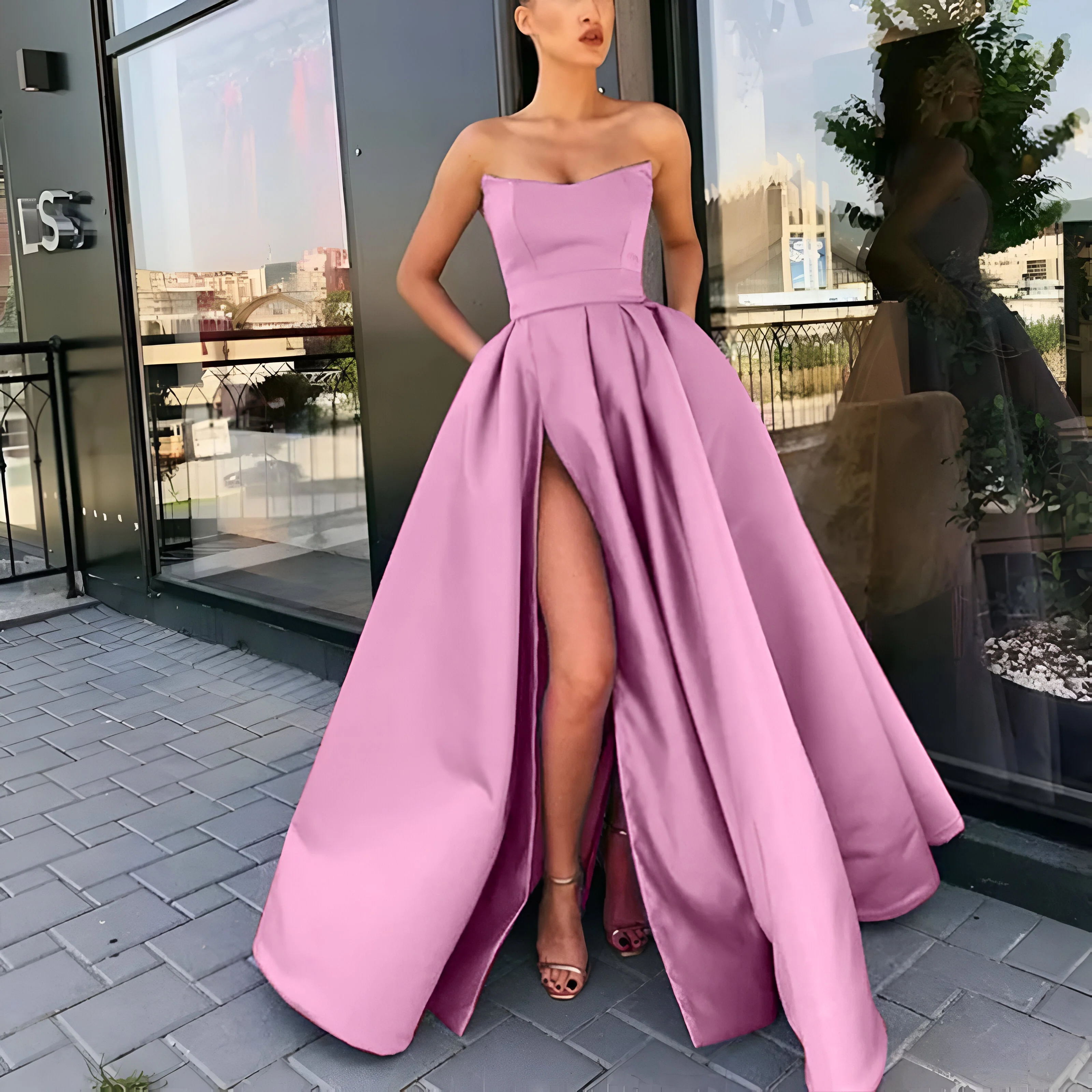 Olivia | Elegantes Abendkleid mit hohem Schlitz - Image 5