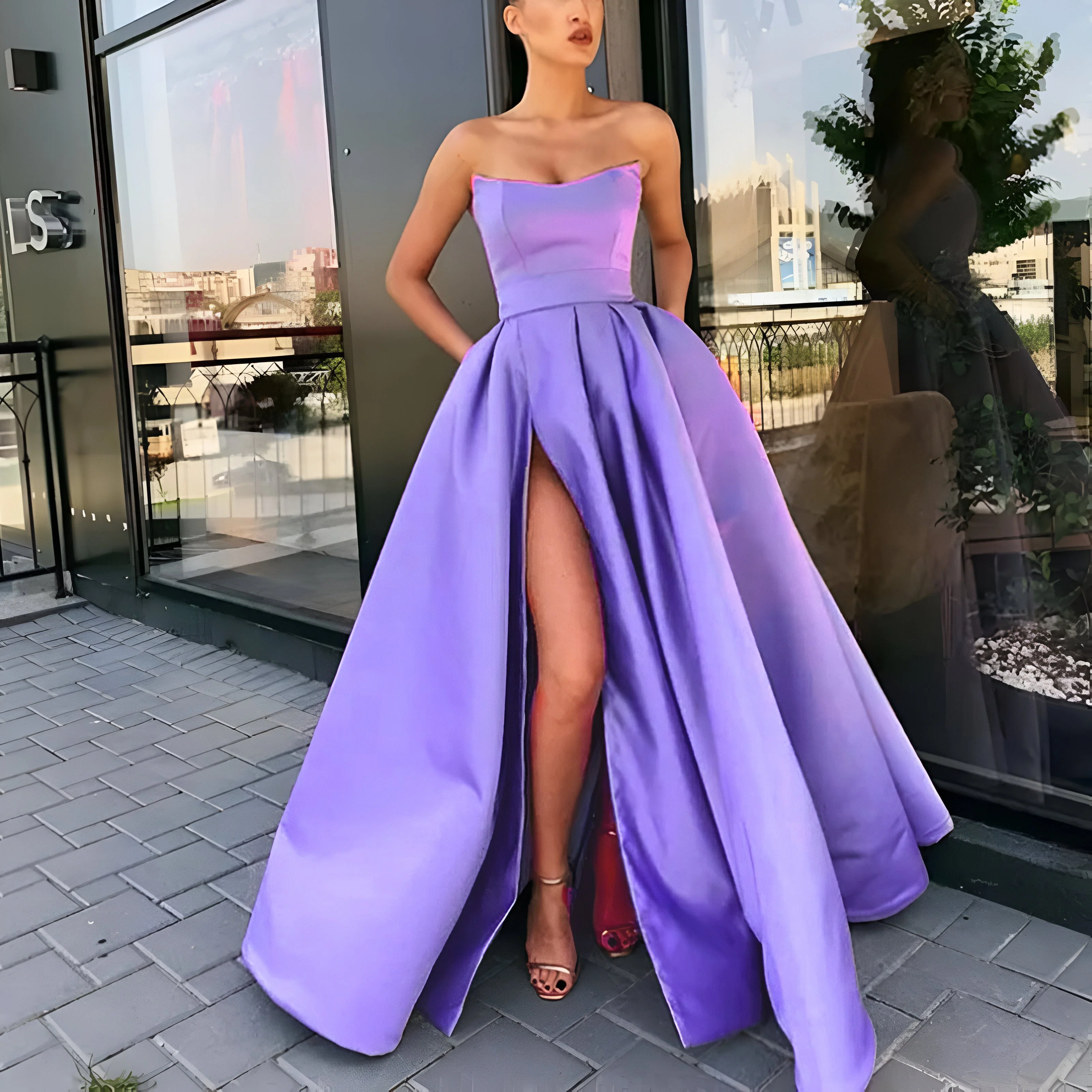 Olivia | Elegantes Abendkleid mit hohem Schlitz - Image 6