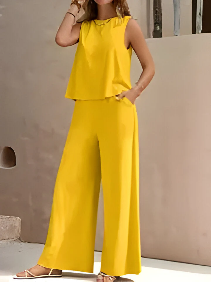 Olivia | Stylisches ärmelloses Oberteil und Hose mit weitem Bein für Frauen - Image 3