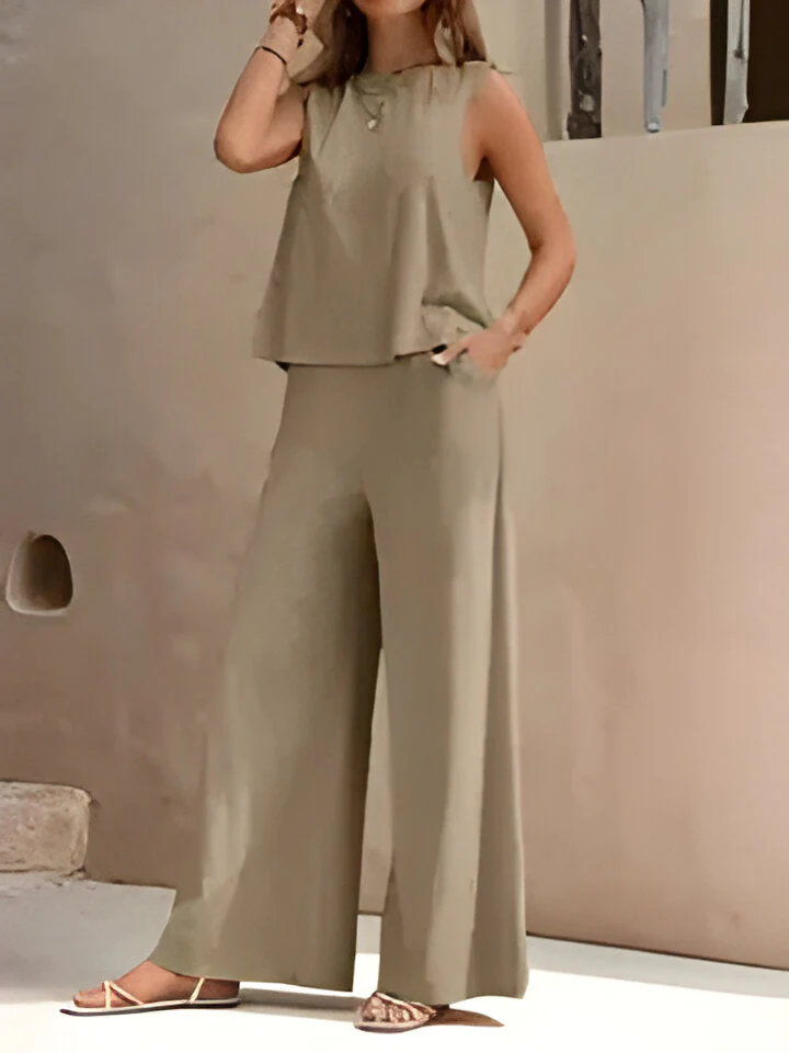 Olivia | Stylisches ärmelloses Oberteil und Hose mit weitem Bein für Frauen - Image 4