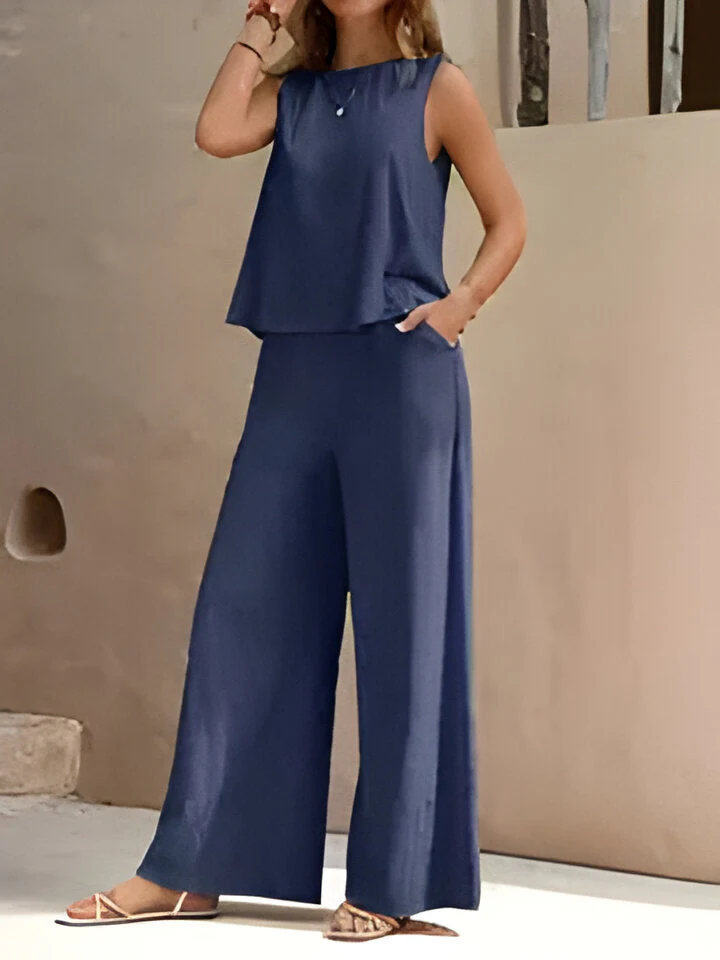 Olivia | Stylisches ärmelloses Oberteil und Hose mit weitem Bein für Frauen - Image 5