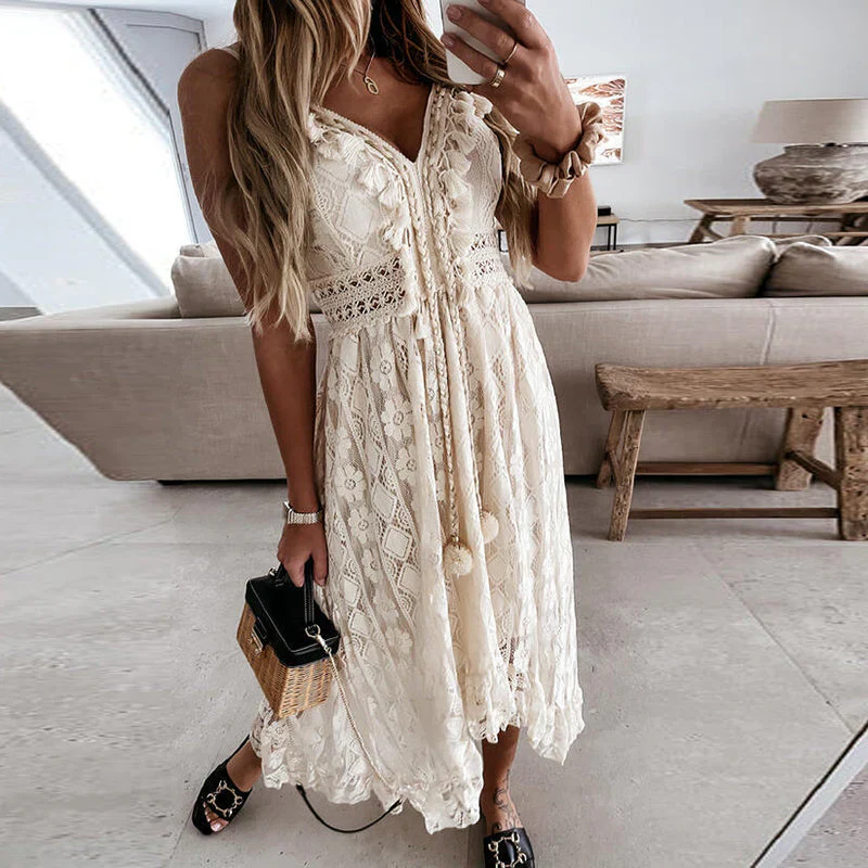 Ondira – Damen-Boho-Spitzen-Maxikleid - Image 5