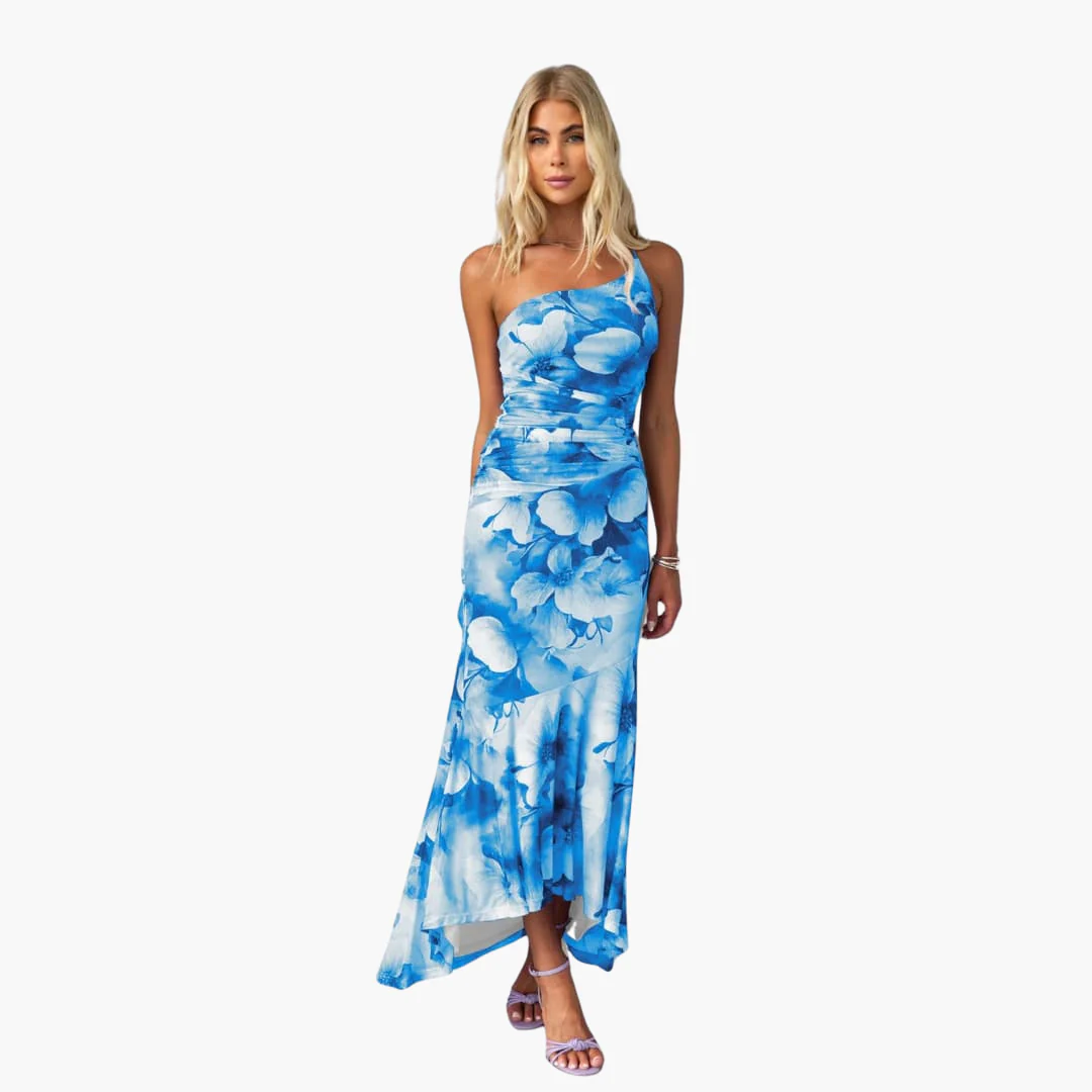One Shoulder Blumenkleid für Damen - Elegantes Sommerkleid - Image 3