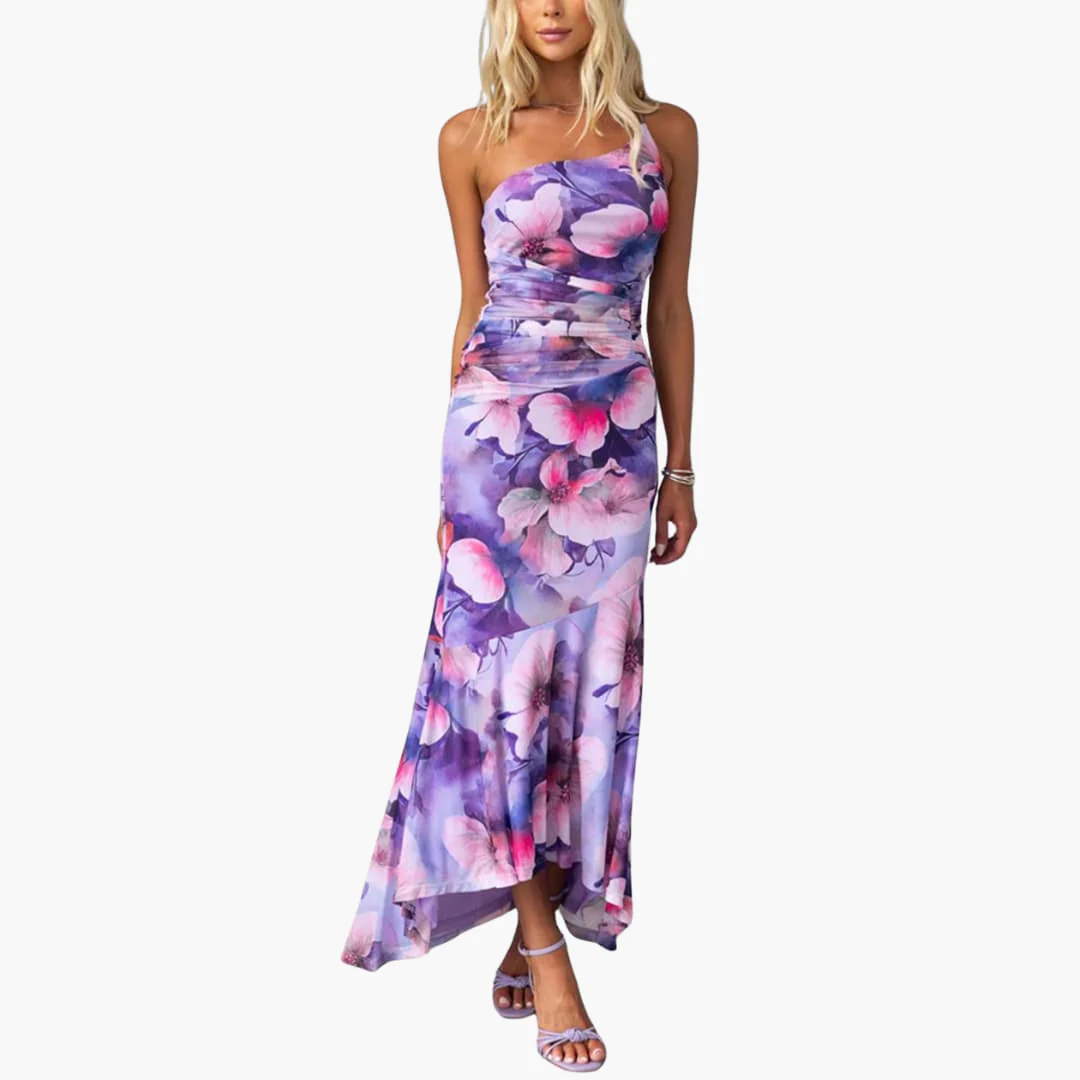 One Shoulder Blumenkleid für Damen - Elegantes Sommerkleid - Image 4