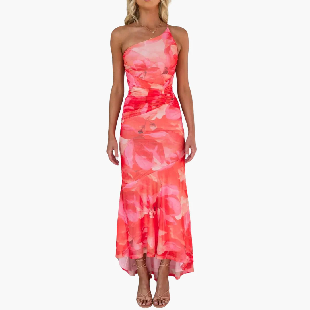 One Shoulder Blumenkleid für Damen - Elegantes Sommerkleid - Image 5