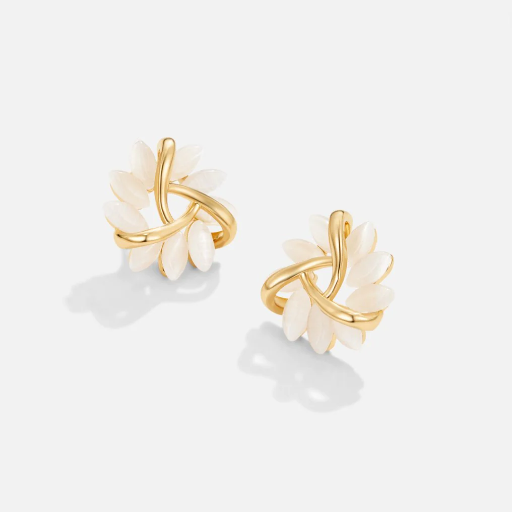 Opal Blüten Gold Ohrringe - Image 4