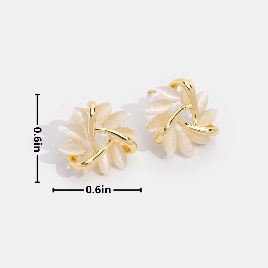 Opal Blüten Gold Ohrringe - Image 7