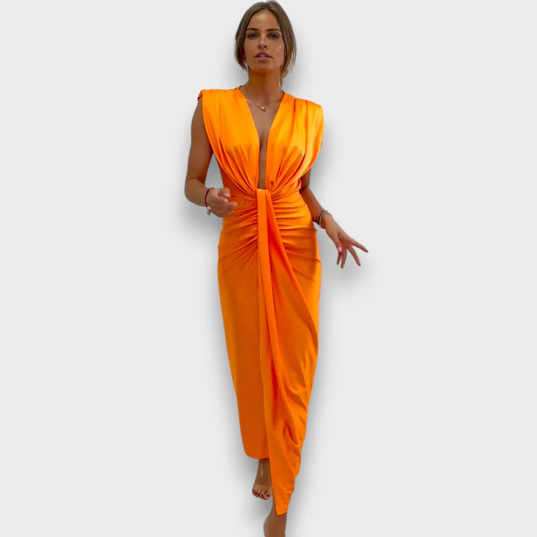 Oriane – Drapiertes Abendkleid mit tiefem Ausschnitt - Image 2