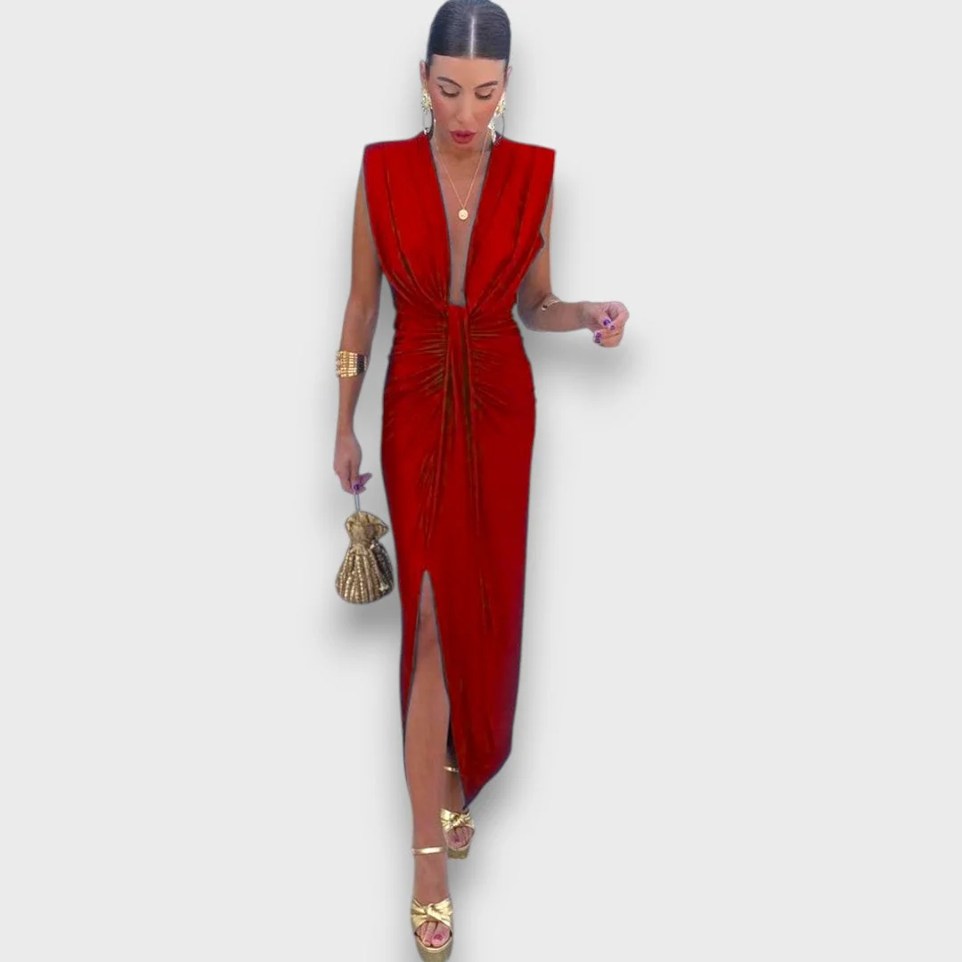 Oriane – Drapiertes Abendkleid mit tiefem Ausschnitt - Image 3