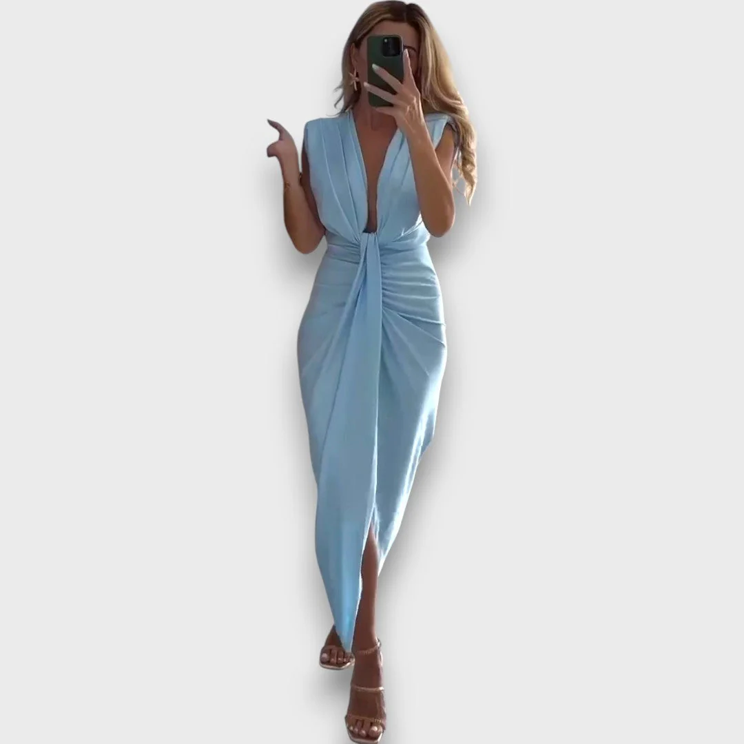 Oriane – Drapiertes Abendkleid mit tiefem Ausschnitt - Image 4
