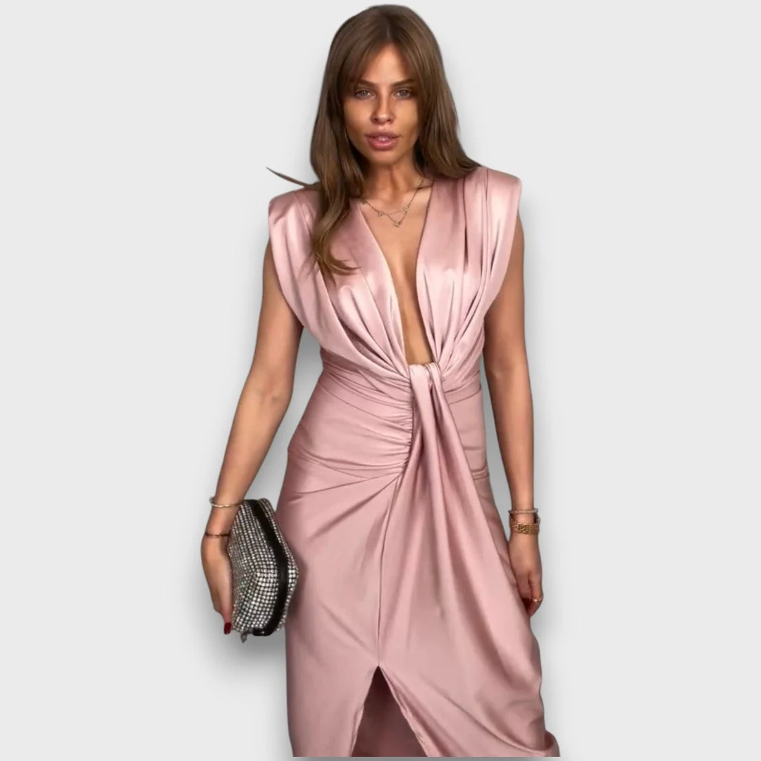 Oriane – Drapiertes Abendkleid mit tiefem Ausschnitt - Image 8