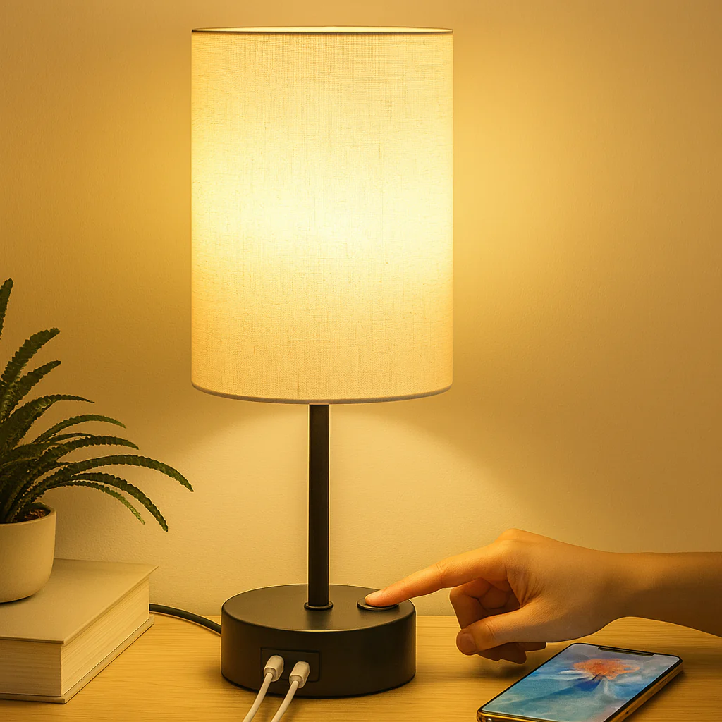 Orren | Touch-dimmbare Nachttischlampe mit USB-Aufladung - Image 2
