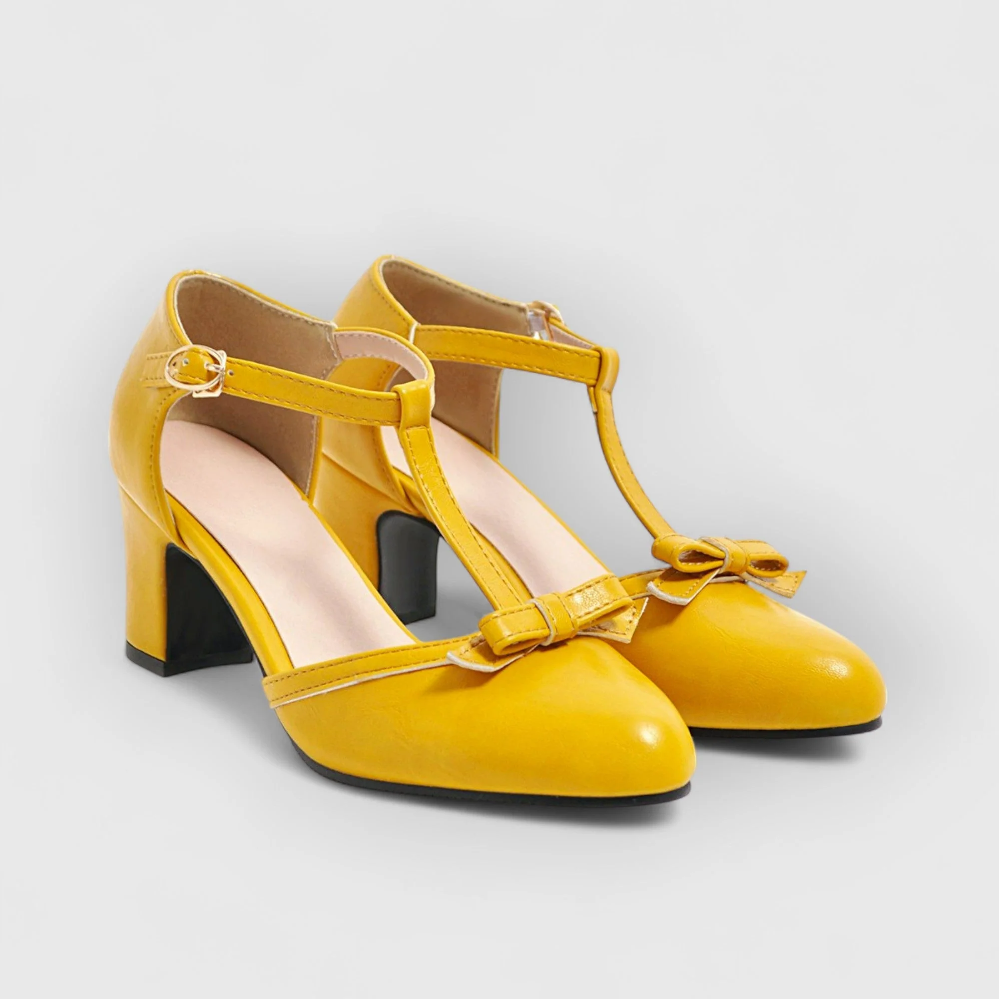 Orthopädische Vintage Damen Absatzschuhe mit Schleife - Image 3