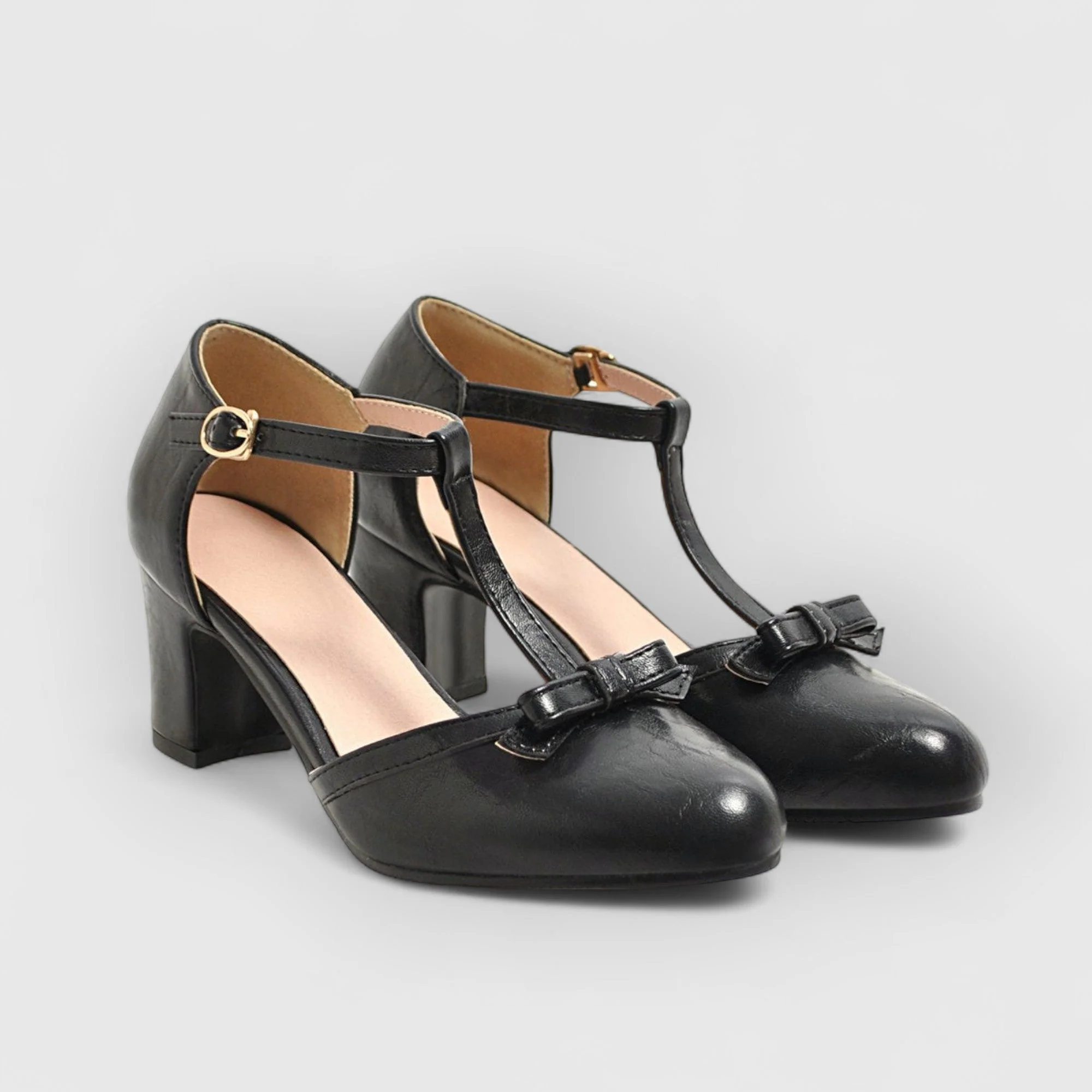 Orthopädische Vintage Damen Absatzschuhe mit Schleife - Image 4