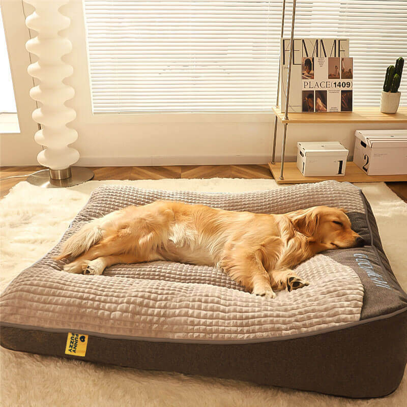 Orthopädisches Hundebett groß & dick – mit Nackenstütze, abnehmbarem waschbarem Bezug, ideal für große Hunde - Image 2