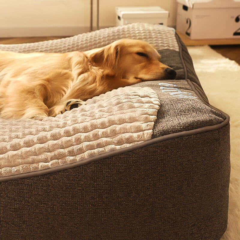 Orthopädisches Hundebett groß & dick – mit Nackenstütze, abnehmbarem waschbarem Bezug, ideal für große Hunde - Image 4