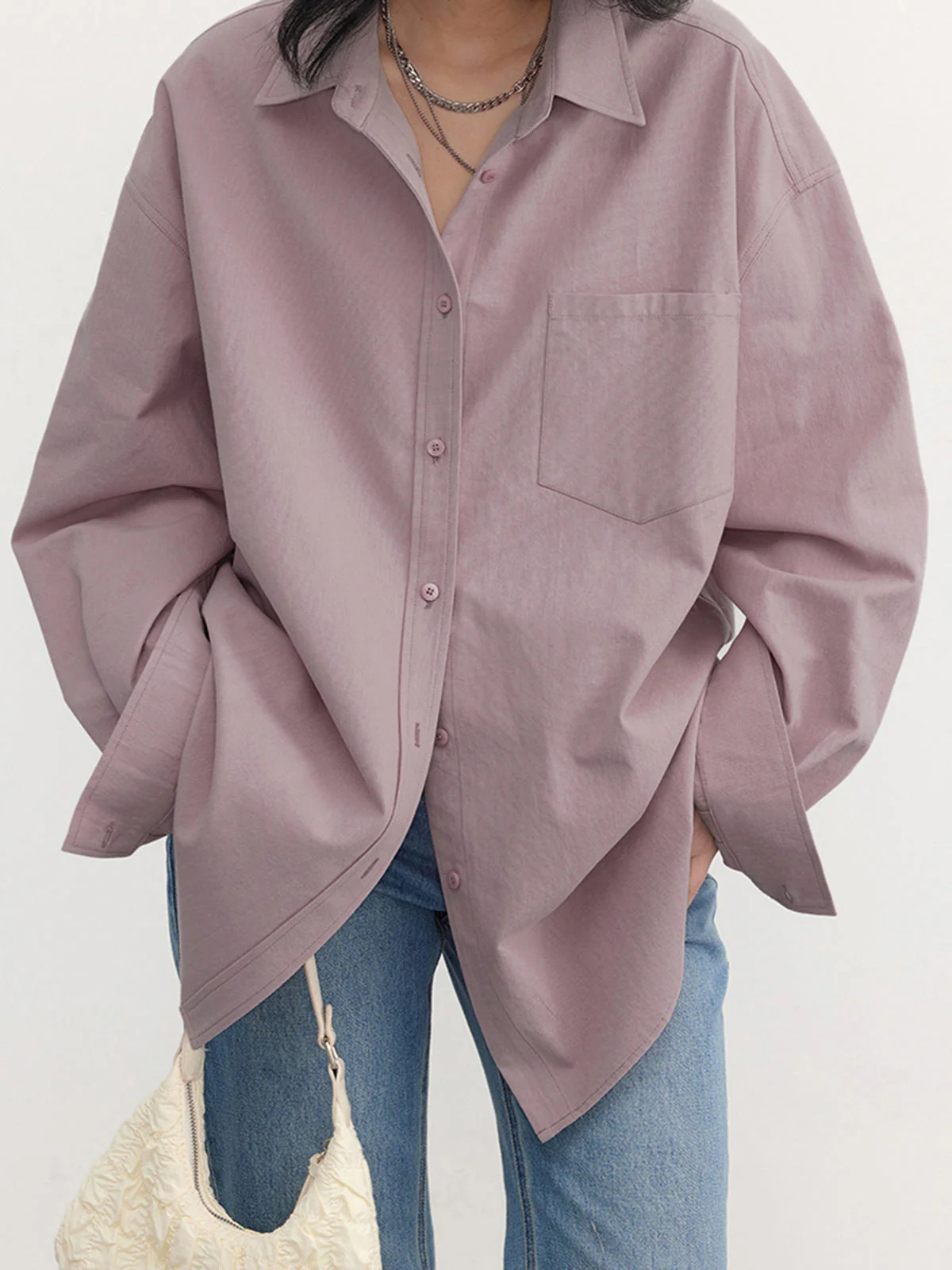 Oversized Damen Bluse in Altrosa – Locker, Elegant & Vielseitig - Image 3