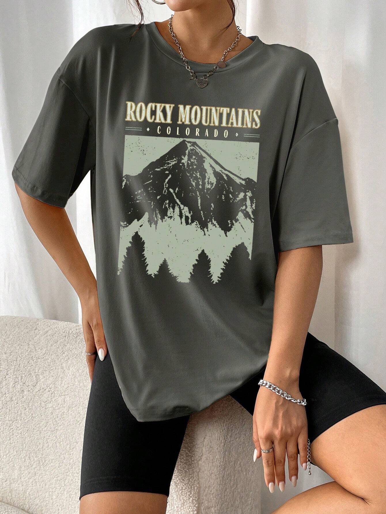 Oversized T-Shirt "Rocky Mountains" in Vintage-Schwarz – Urban Streetstyle mit Retro-Vibe - Image 2