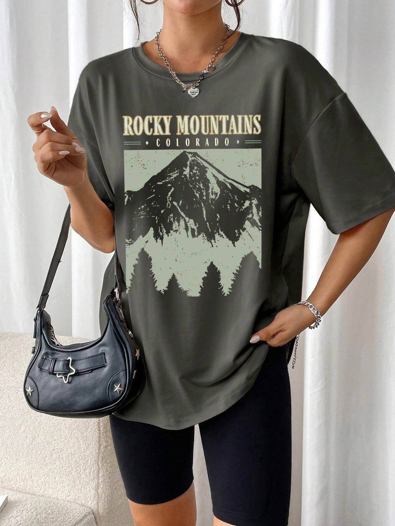 Oversized T-Shirt "Rocky Mountains" in Vintage-Schwarz – Urban Streetstyle mit Retro-Vibe - Image 4