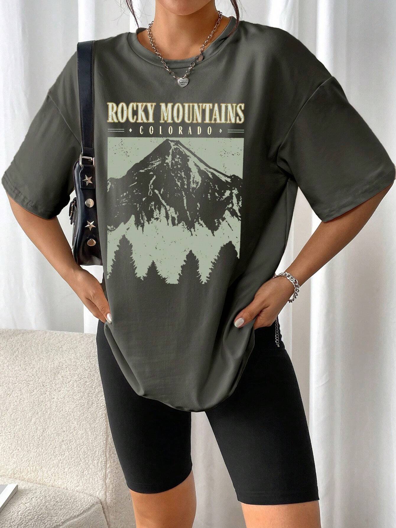Oversized T-Shirt "Rocky Mountains" in Vintage-Schwarz – Urban Streetstyle mit Retro-Vibe - Image 5