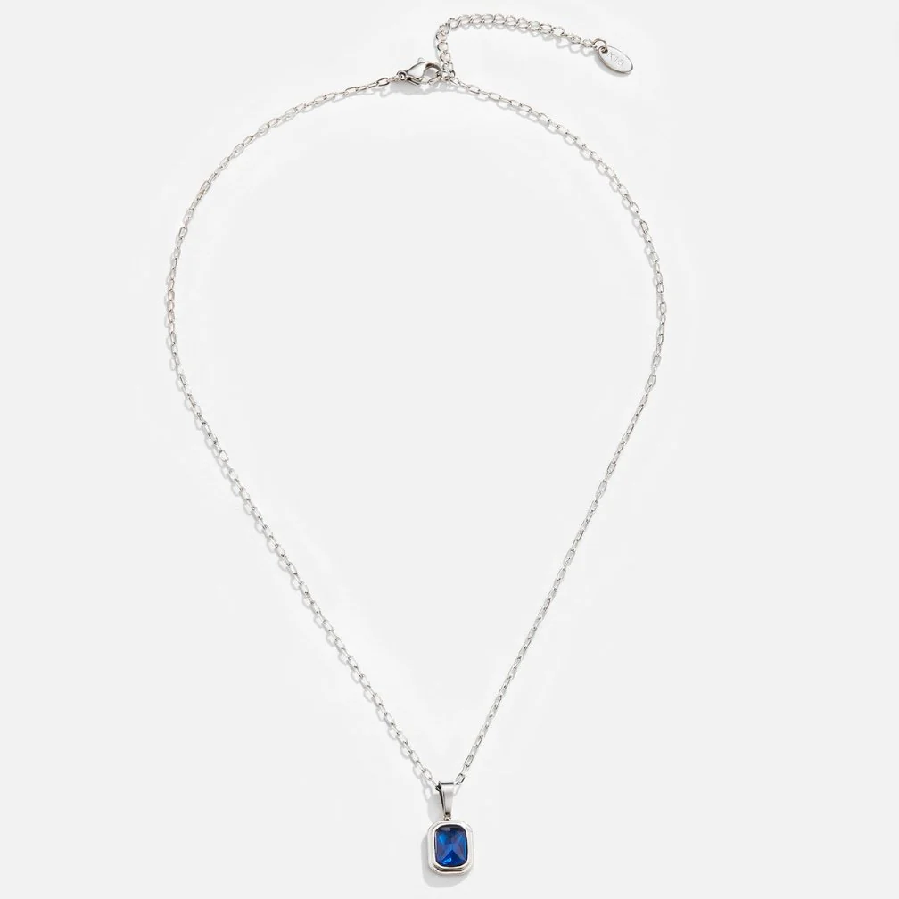 Ozeanblauer Anhänger Silberne Halskette - Image 3