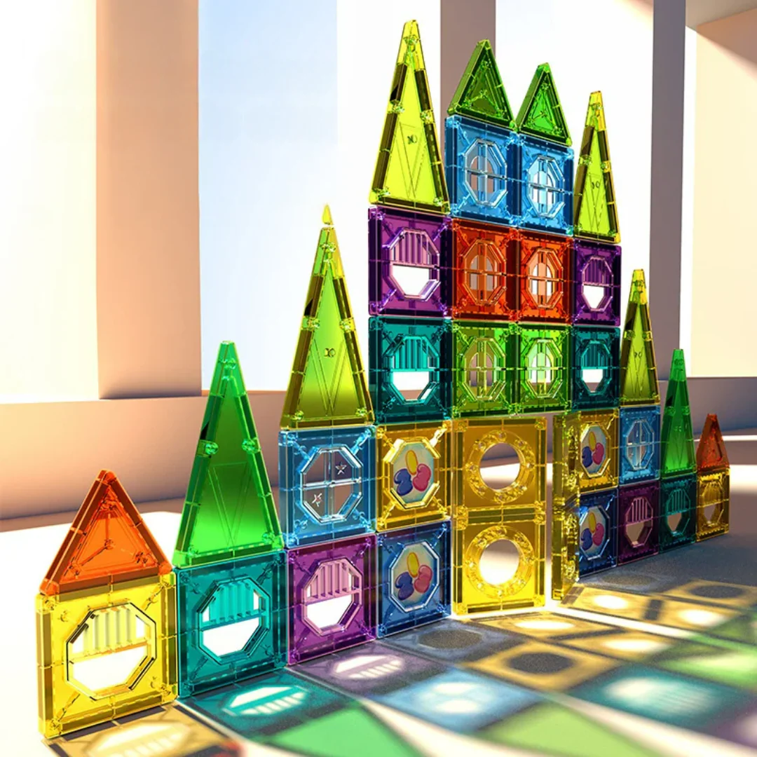 Pädagogisches Magnetbaustein-Set – 69-teiliges LED-Licht-Konstruktionsspielzeug für Kinder - Image 3